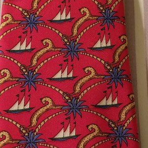 Ferragamo Red/gold/white Vintage Nautical Tie